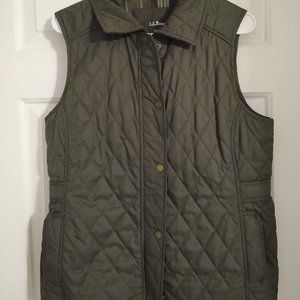 LL Bean Quilted Riding Vest Hunter Green